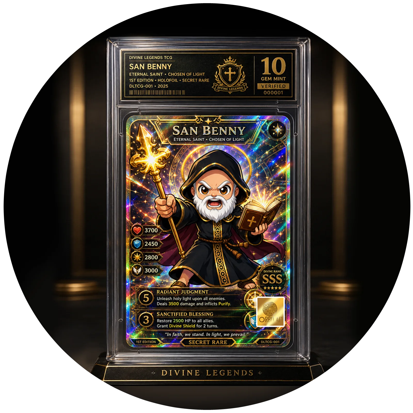 San Benny collectible trading card connected with ORBIT AI