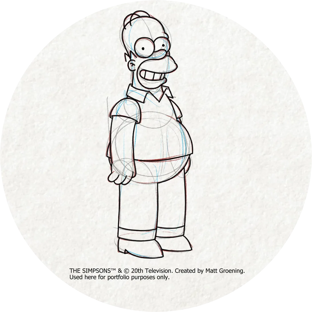 Character sketch of Homer Simpson from Vic Guiza’s professional portfolio